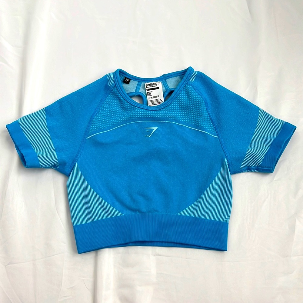 Blue Gymshark Workout Crop Top